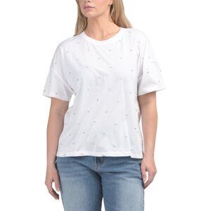 SPLENDID White Embroidered Hearts Tee